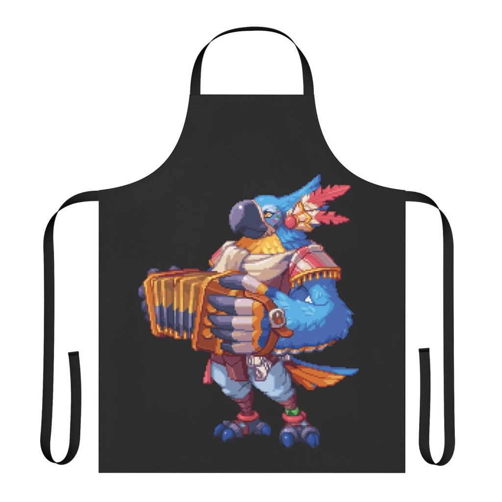 Pixel art apron featuring the character Kass from the video game The Legend of Zelda: Breath of the Wild