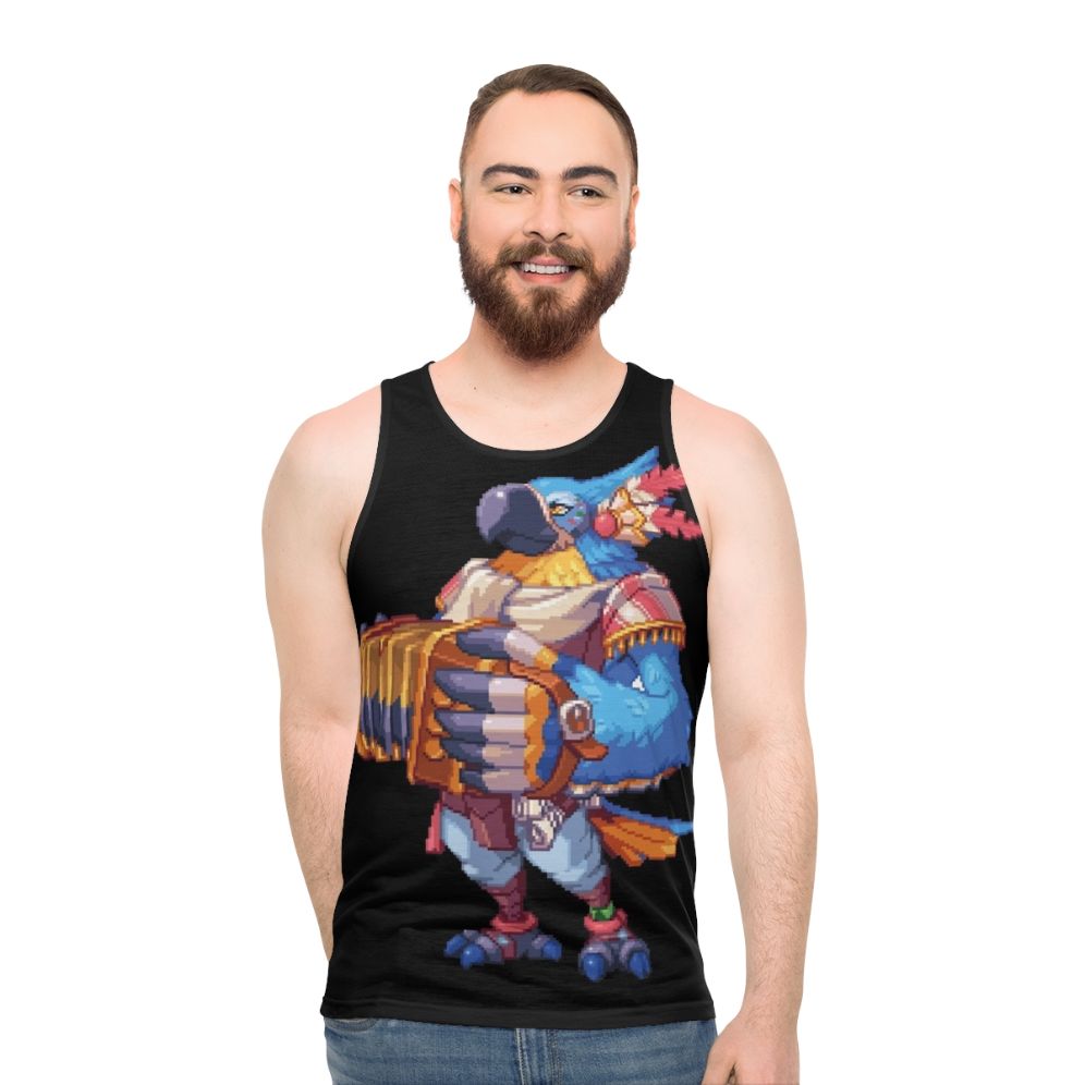 Pixel art Kass unisex tank top for gamers and Breath of the Wild fans
