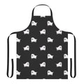 A black apron featuring the Undertale Annoying Dog in a cute, pastel pixel art style.