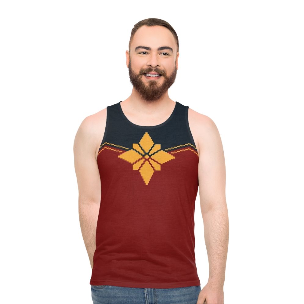Pixel Golden Star Captain Marvel Unisex Tank Top