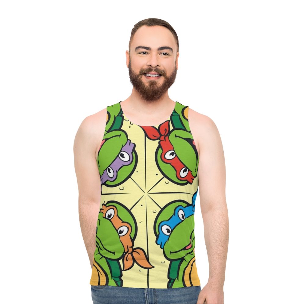 Retro pizza time ninja turtles unisex tank top