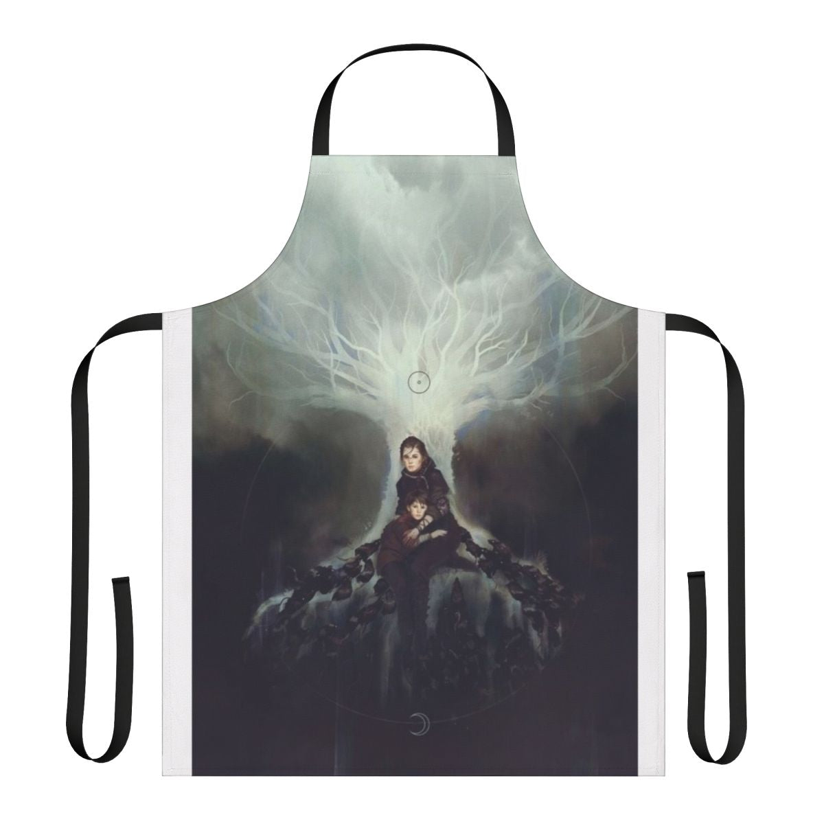 A stylish cooking apron featuring characters and imagery from the video game A Plague Tale: Requiem.