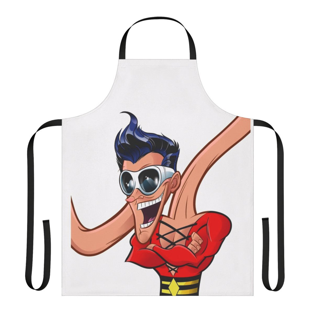 Plastic Man themed apron with superhero and comic book design