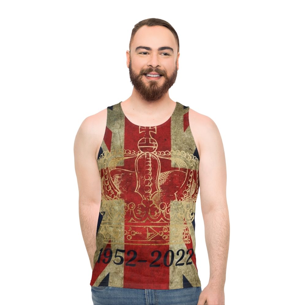 Platinum Jubilee Unisex Tank Top with Queen Elizabeth II and Union Jack Design