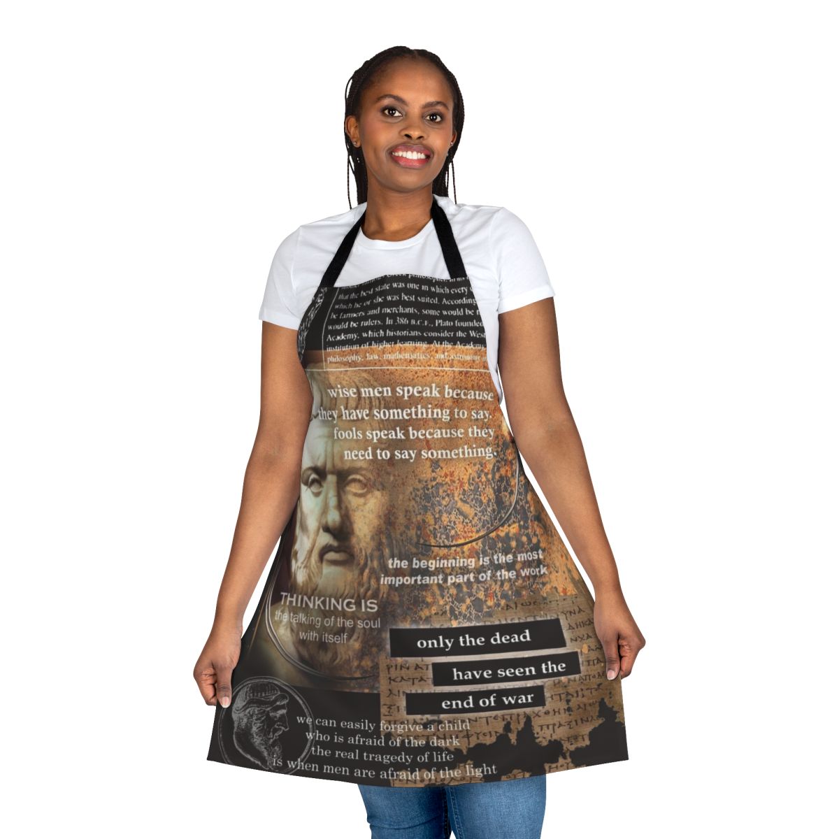 Plato-Inspired Apron featuring the famous ancient Greek philosopher