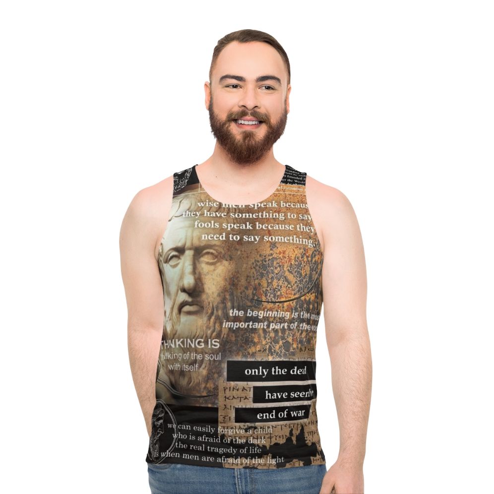 Plato Unisex Tank Top featuring Greek philosopher design