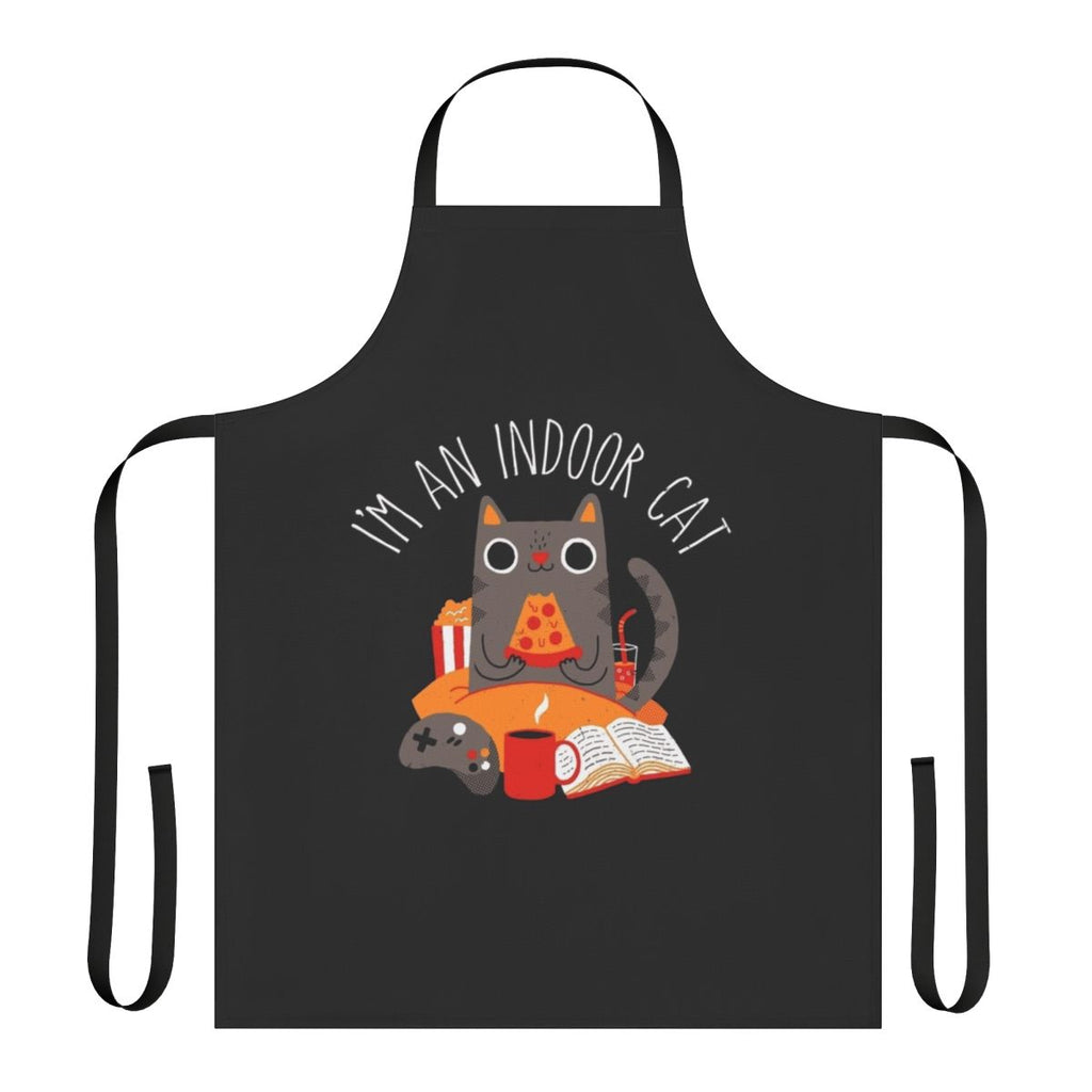 Colorful apron featuring a cute cat character design, perfect for indoor cat lovers