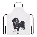 A colorful apron featuring a playful dog design, perfect for pet owners who love to cook or bake.