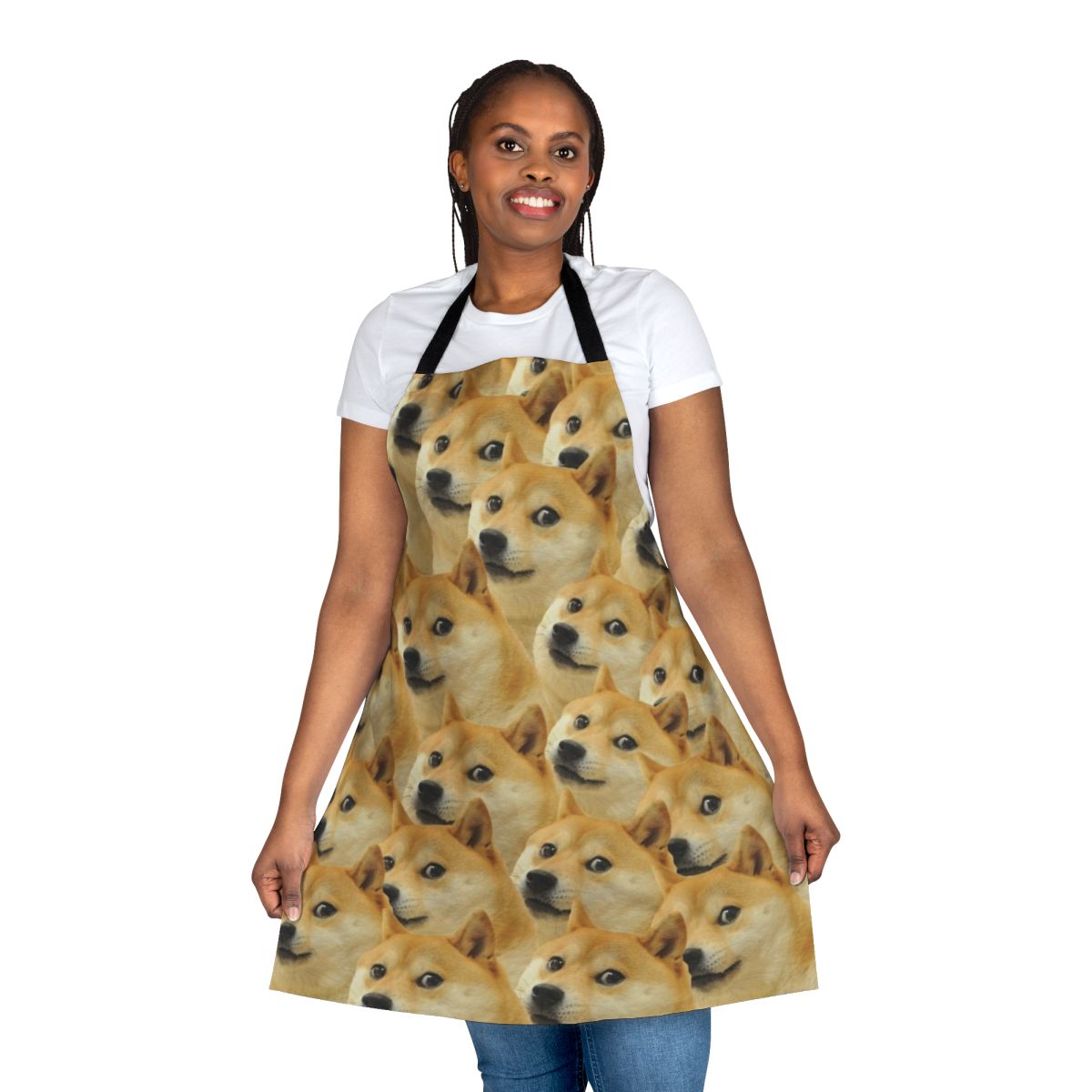 Doge-themed apron with cute dog graphic design