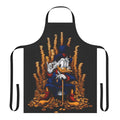 A colorful apron featuring a playful game-themed design, perfect for the kitchen.