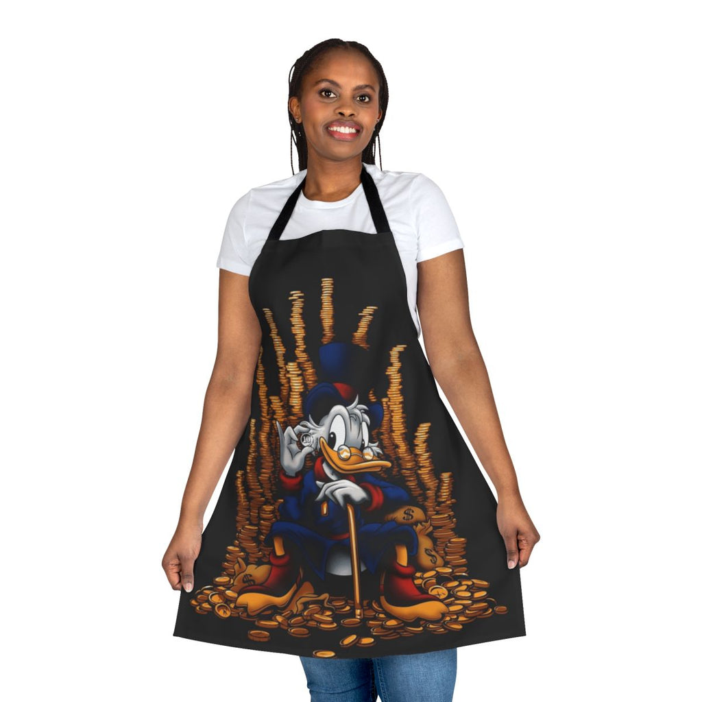 A colorful apron featuring a playful game-themed design, perfect for the kitchen.