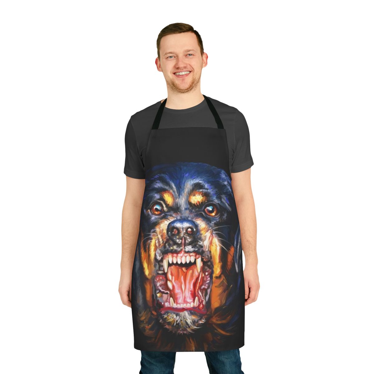 Rottweiler dog breed graphic printed on a durable kitchen apron