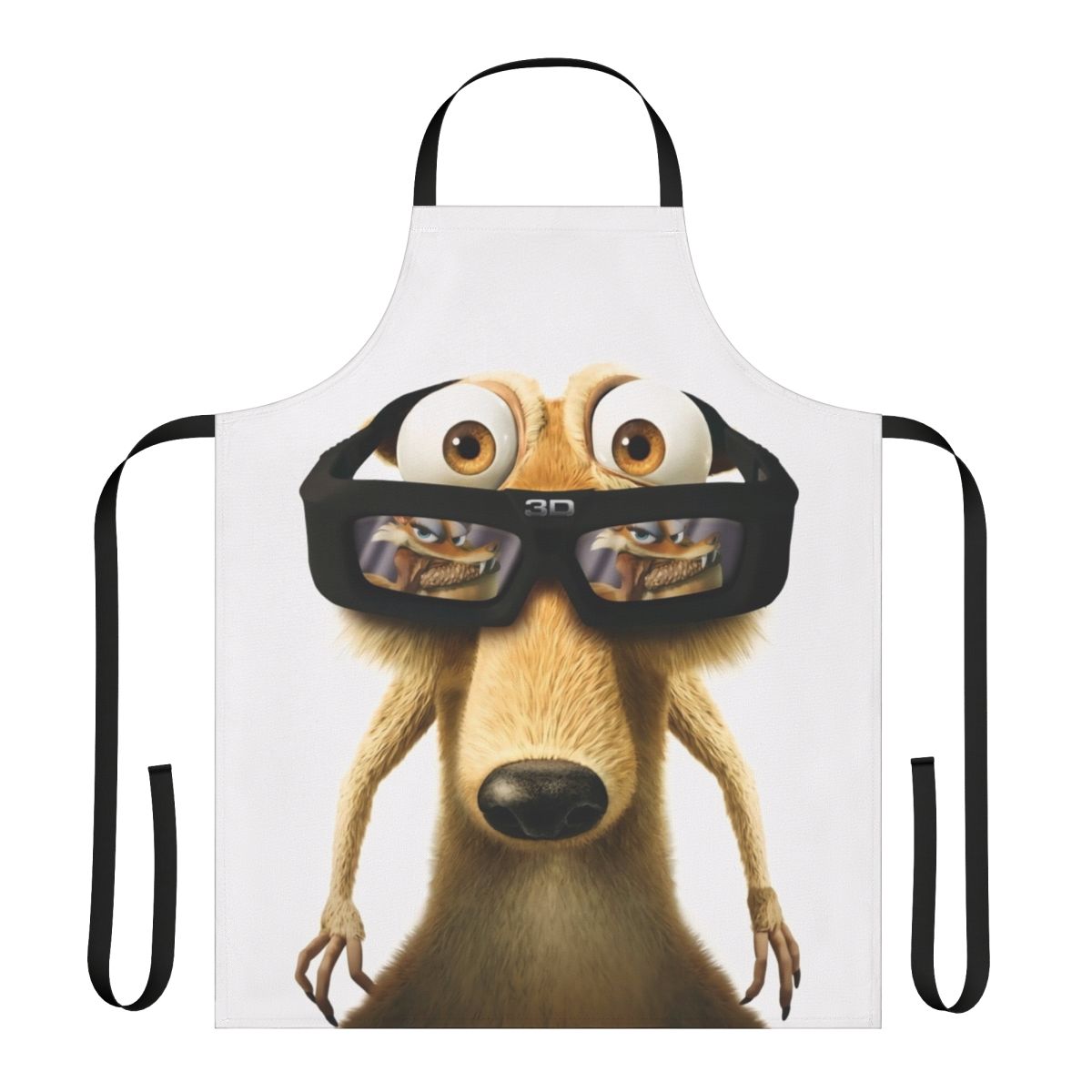 Whimsical squirrel-themed apron with an ice cream motif, perfect for kitchen tasks