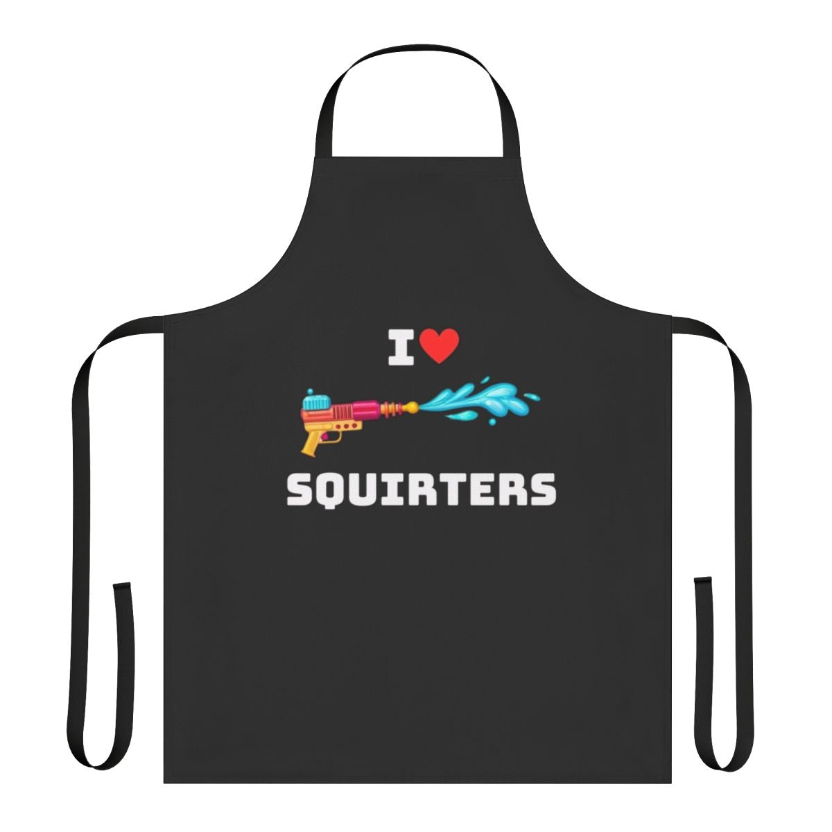 Adorable squirters-themed apron with cute animal and heart quote design