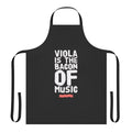 A white apron with the text "Viola is the Bacon of Music" printed on it, representing the humor and creativity of a viola player.