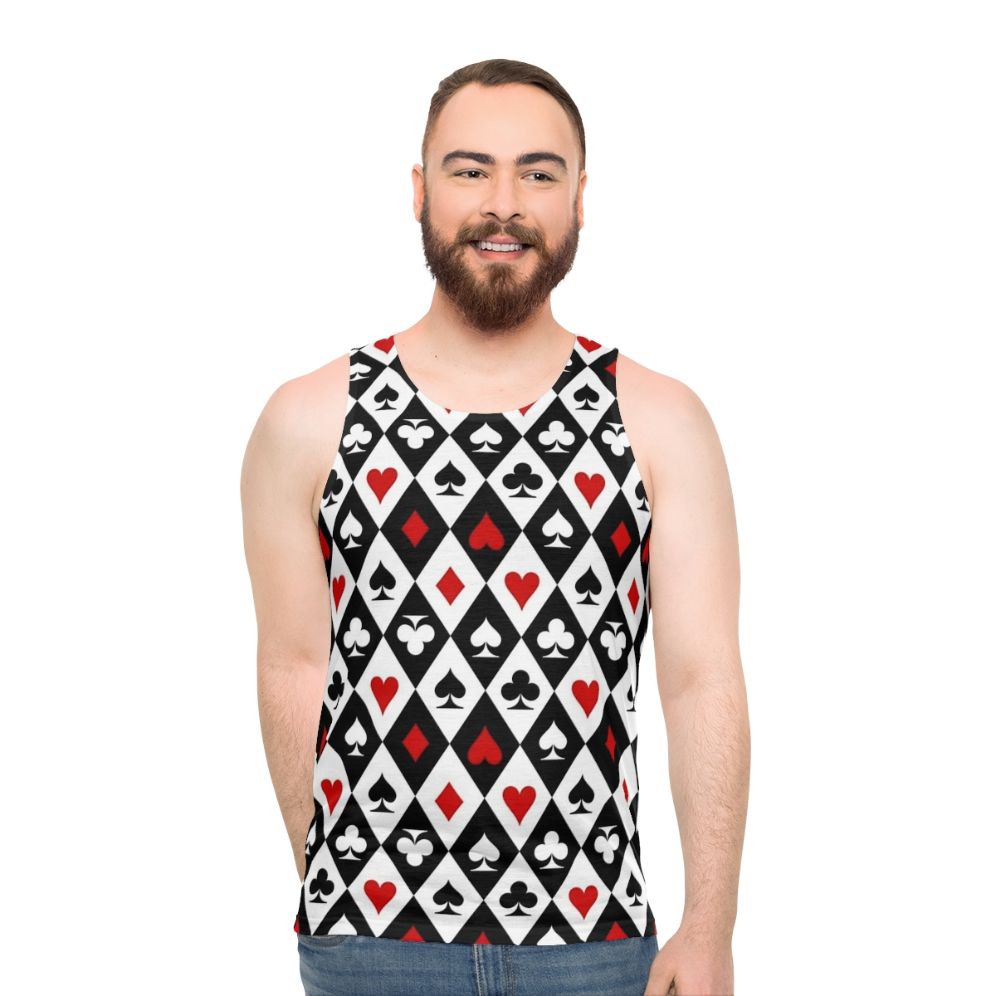 Unisex tank top with playing card suit symbols
