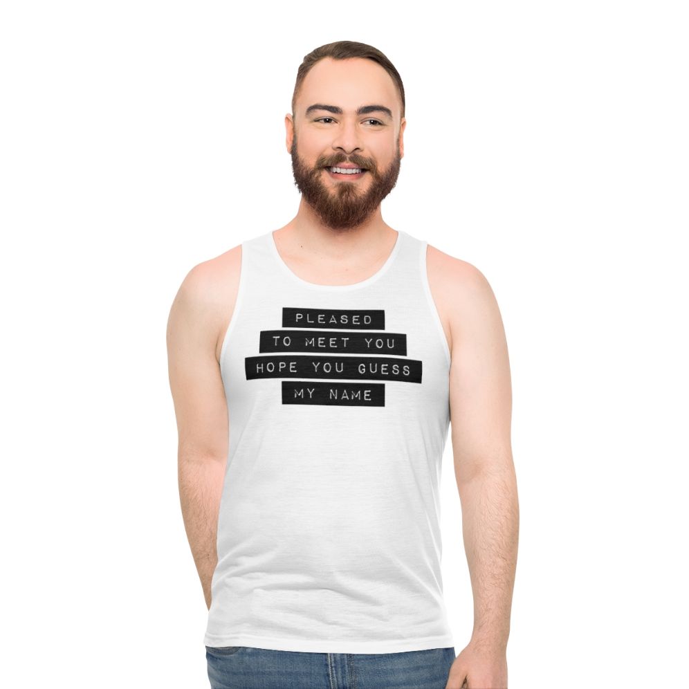 Pleased to Meet You Unisex Tank Top - Classic 80s Devil Stones Vinyl Graphic