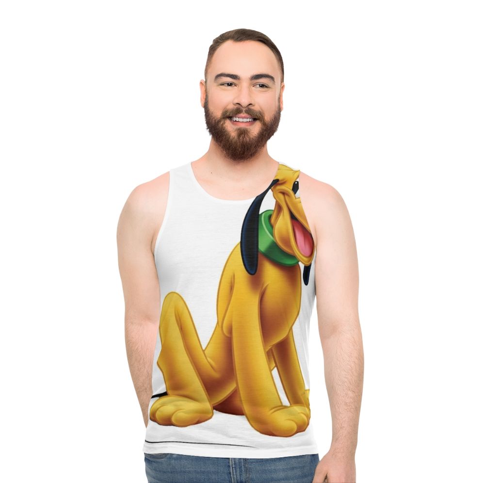 Pluto, Mickey Mouse's pet dog, featured on a unisex tank top