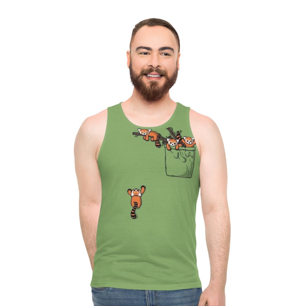 Pocket red panda unisex tank top