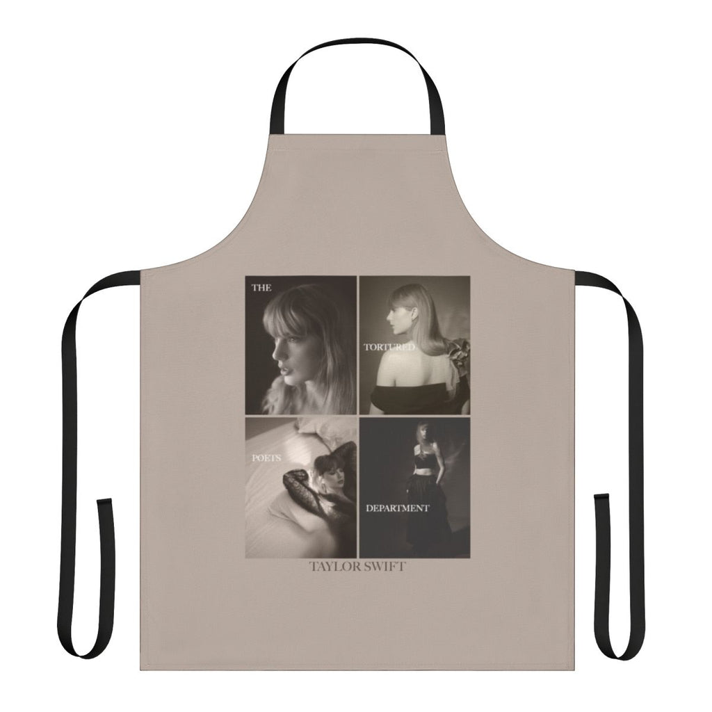 A stylish and unique collage apron featuring Taylor Swift and poetry-inspired designs for passionate Swifties.