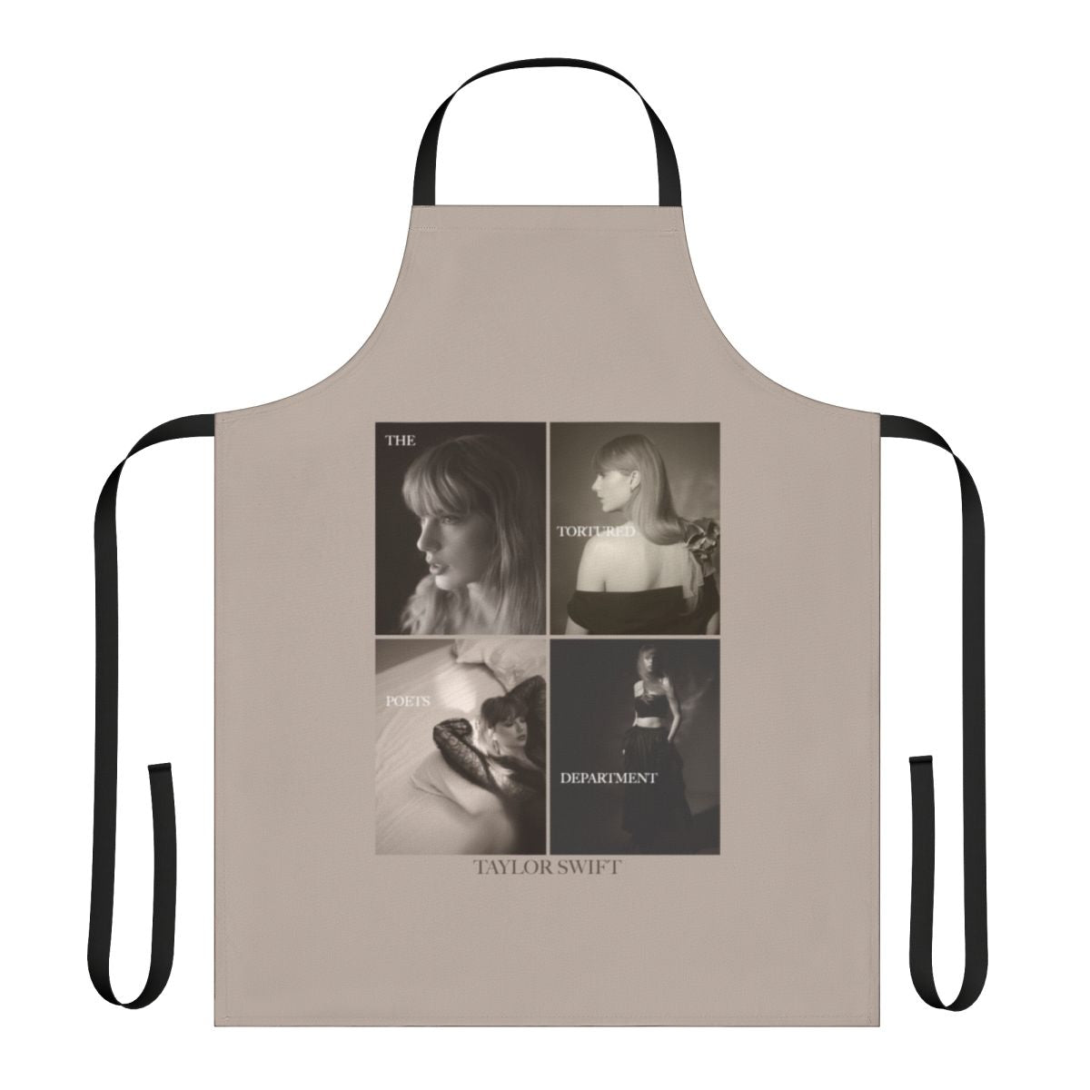 A stylish and unique collage apron featuring Taylor Swift and poetry-inspired designs for passionate Swifties.