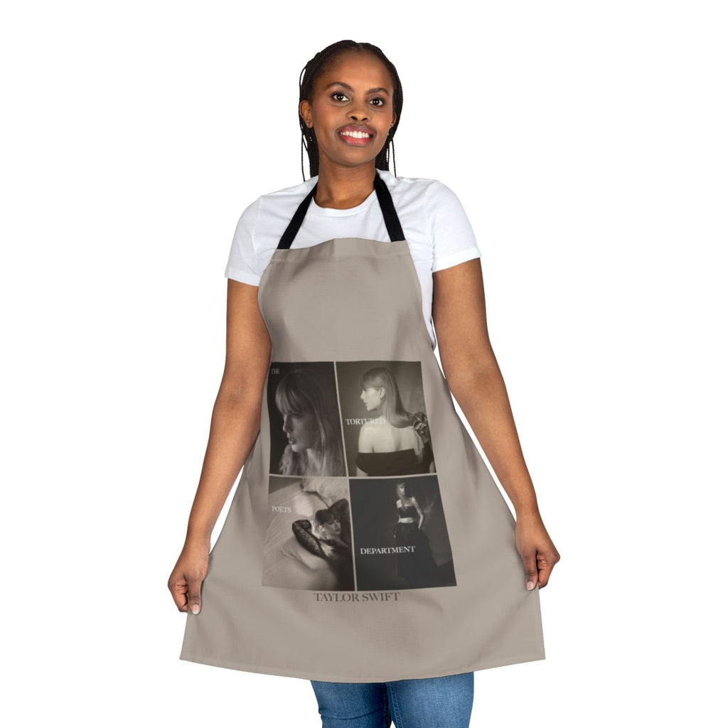 A stylish and unique collage apron featuring Taylor Swift and poetry-inspired designs for passionate Swifties.