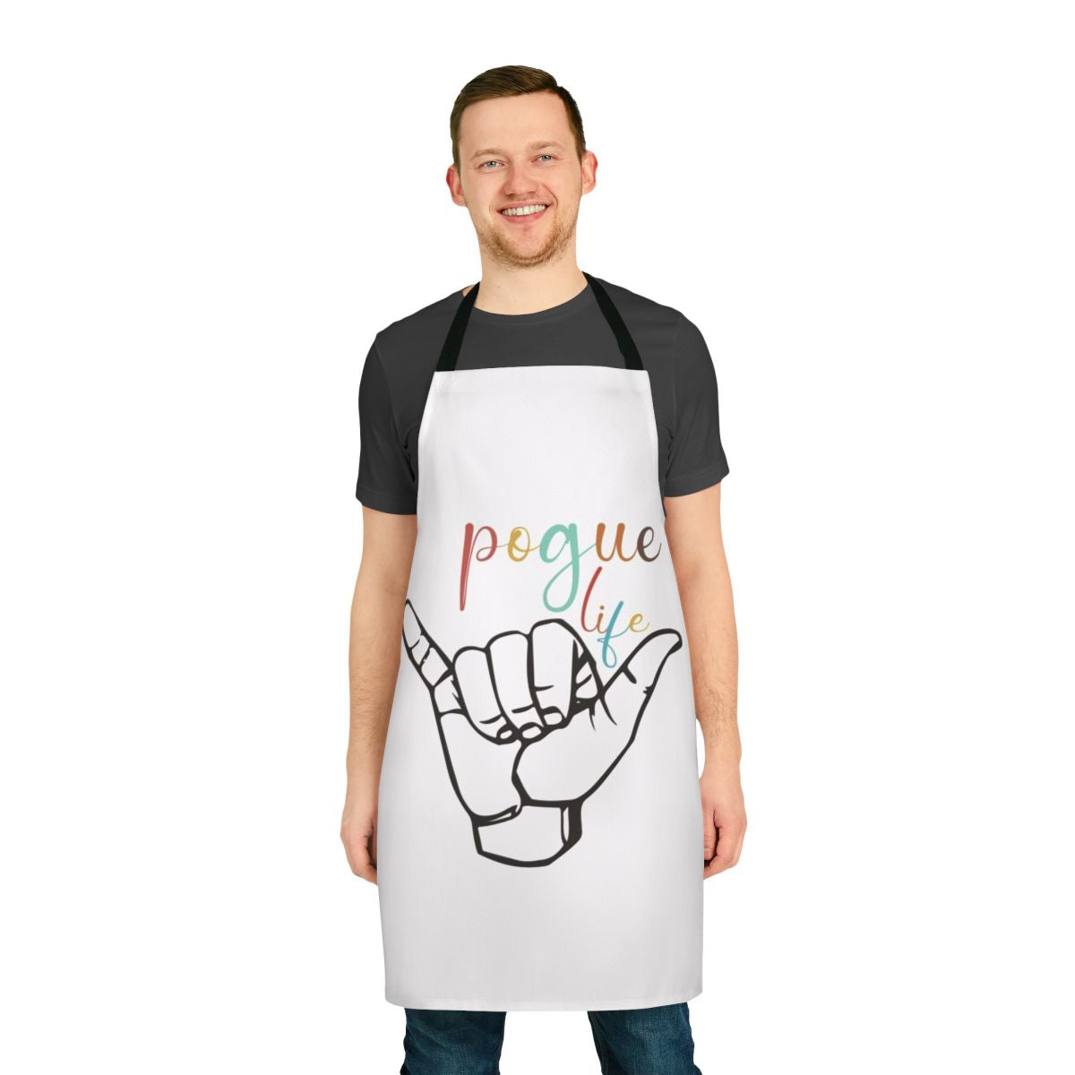 Pogue Life inspired coastal home apron featuring retro pop art design