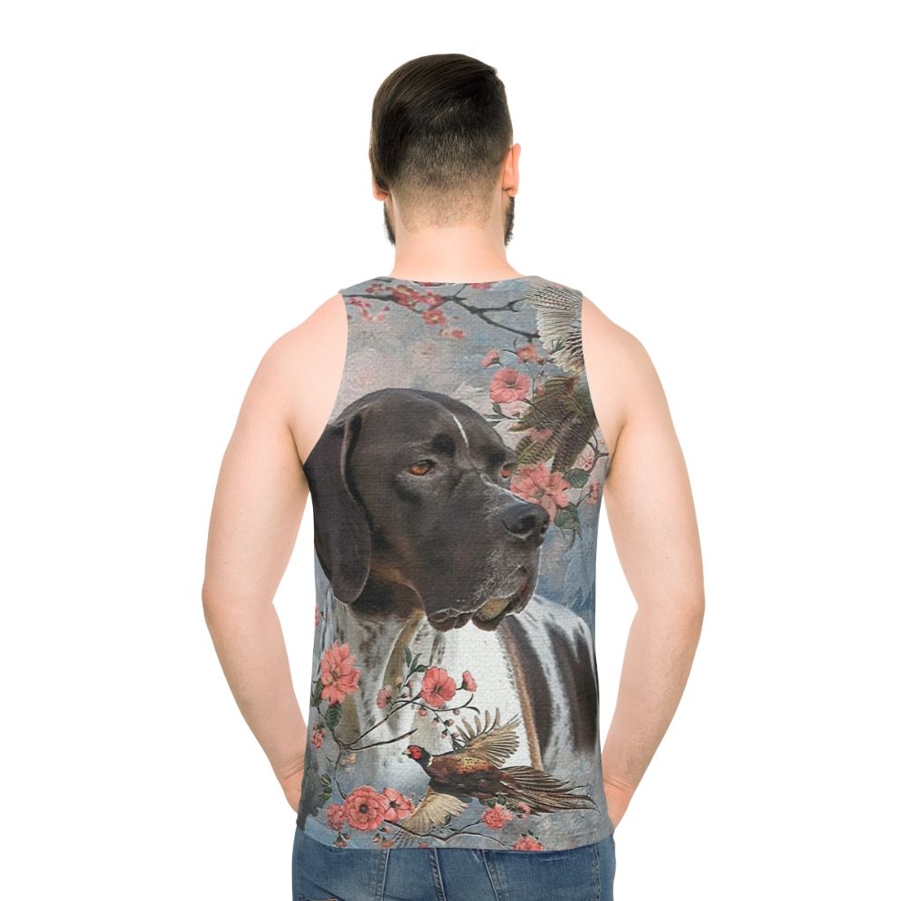 Pointer dog with pheasants on a unisex tank top