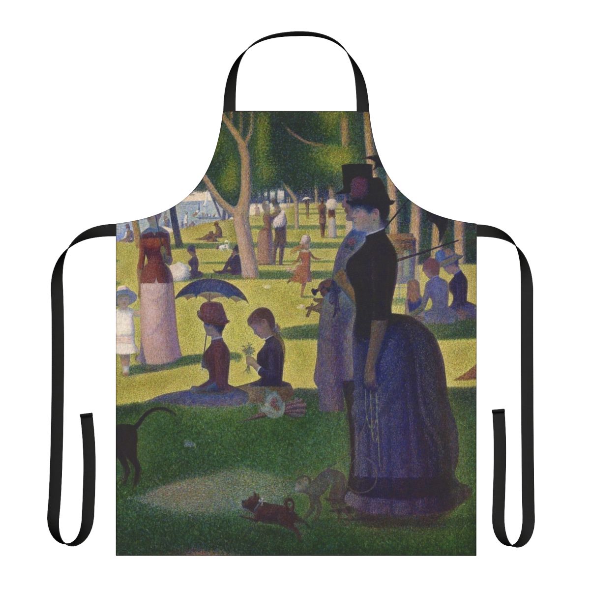 Sunday Afternoon on La Grande Jatte-inspired apron featuring pointillist art design