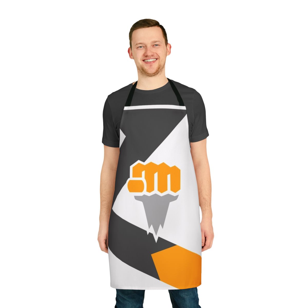 A stylish apron featuring a fighting type Pokemon theme, perfect for fans of the Pokemon video game series.