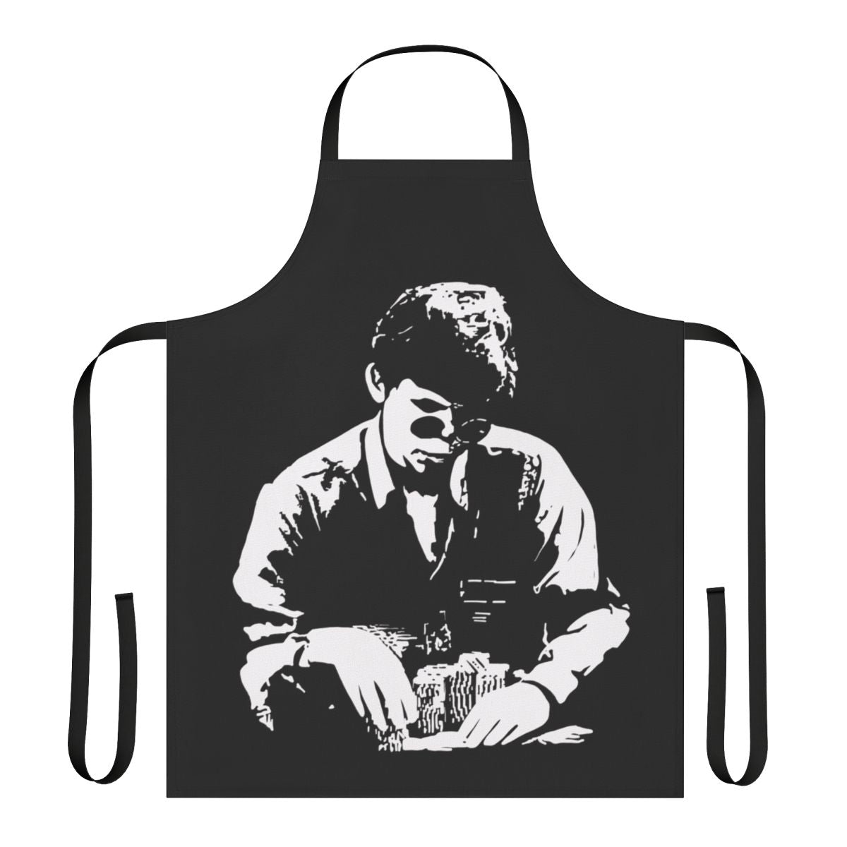 Stylish apron with Stu Ungar's name and poker-themed design
