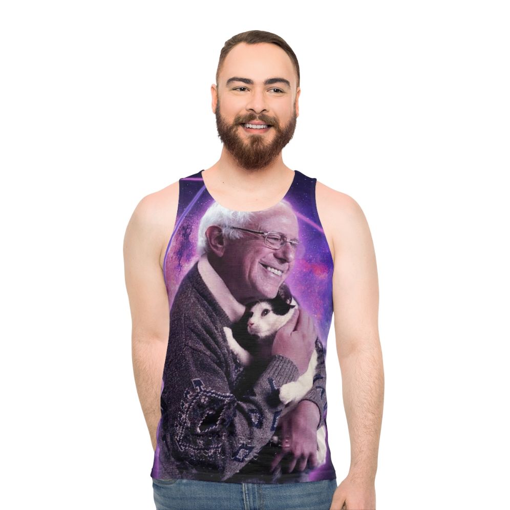 Political Astronaut Cat Halftone Graphic Unisex Tank Top