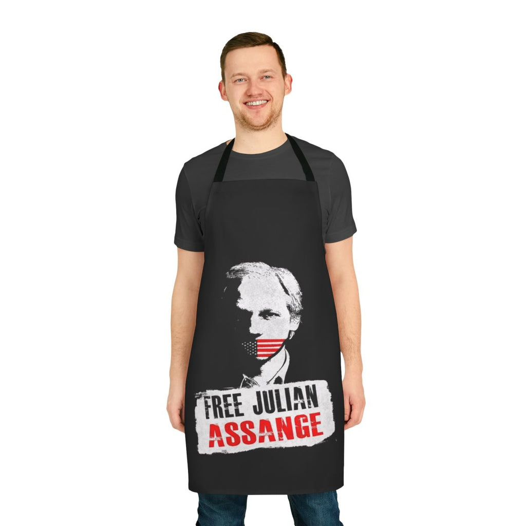 Apron featuring the text "Free Julian Assange"