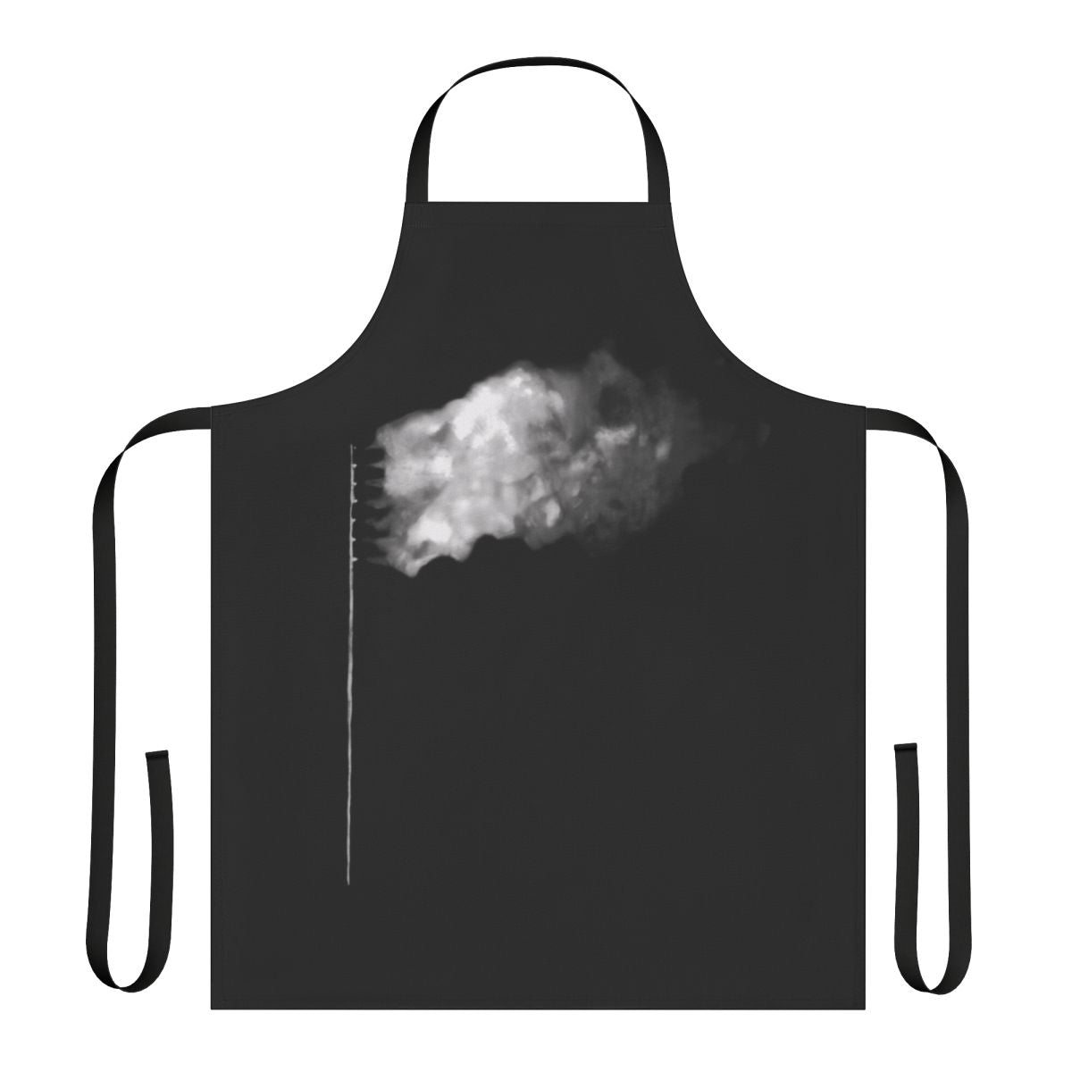 White apron with a burning American flag design, a powerful political statement.