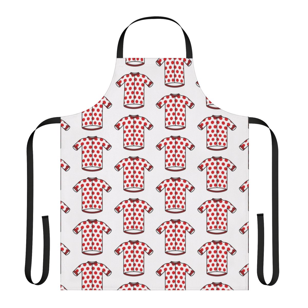 Polka dot cycling jersey pattern printed on a durable apron for cyclists