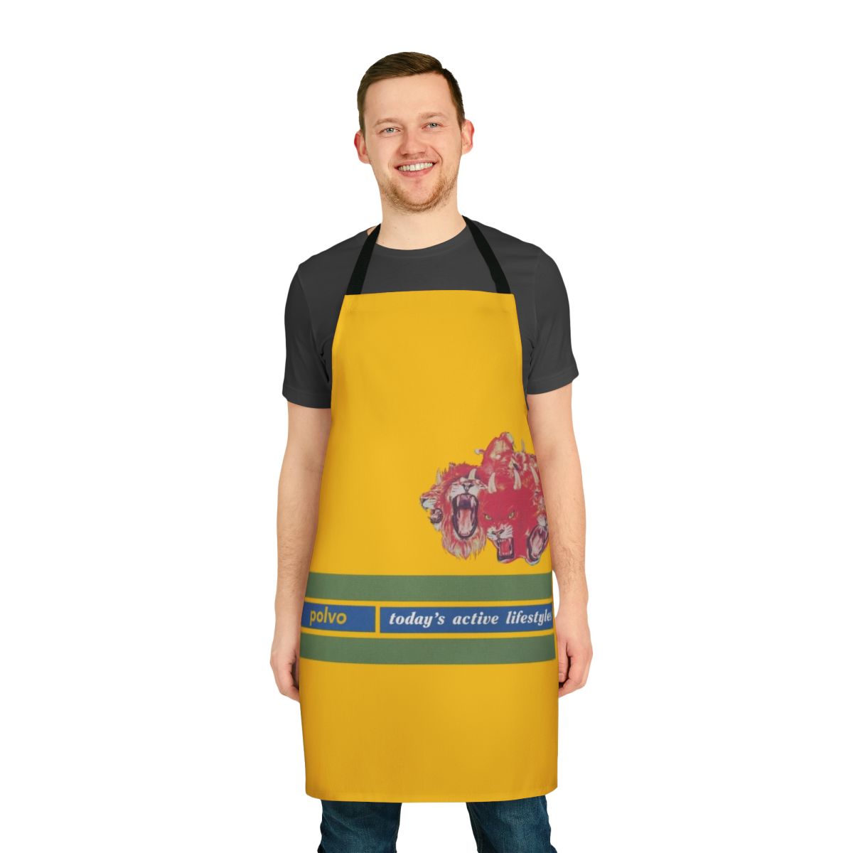 Polvo themed music apron with vinyl record and artist design
