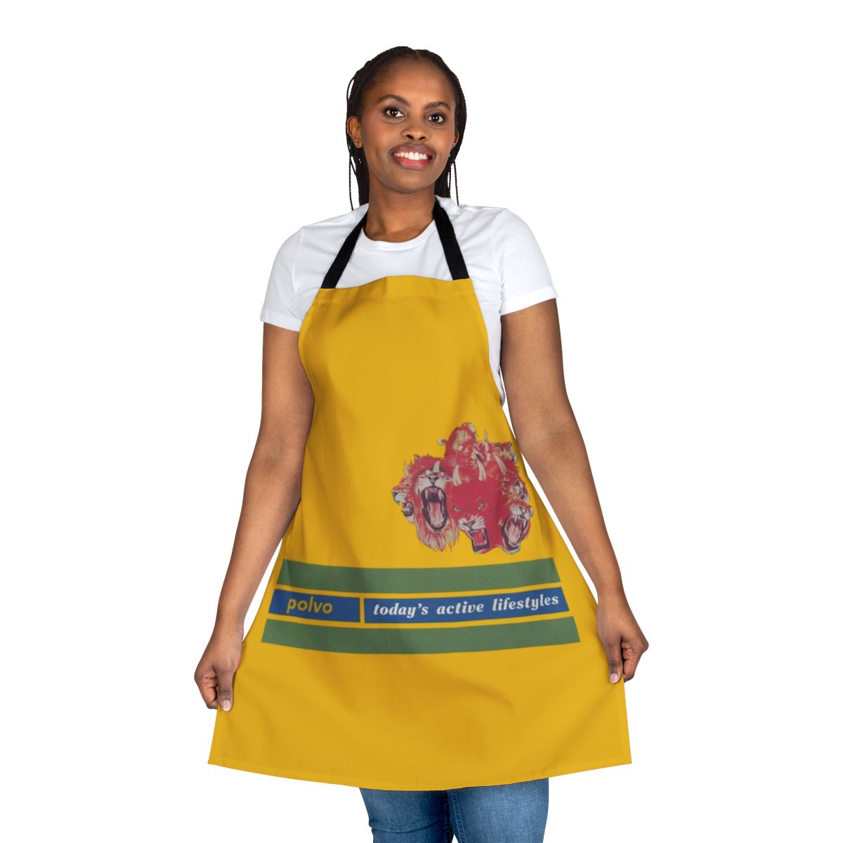 Polvo themed music apron with vinyl record and artist design