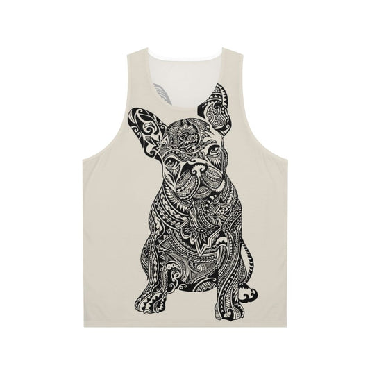 Polynesian French Bulldog Unisex Tank Top with Tropical Dog Art