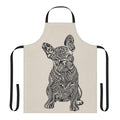 Polynesian-themed French Bulldog apron with tribal tattoo design