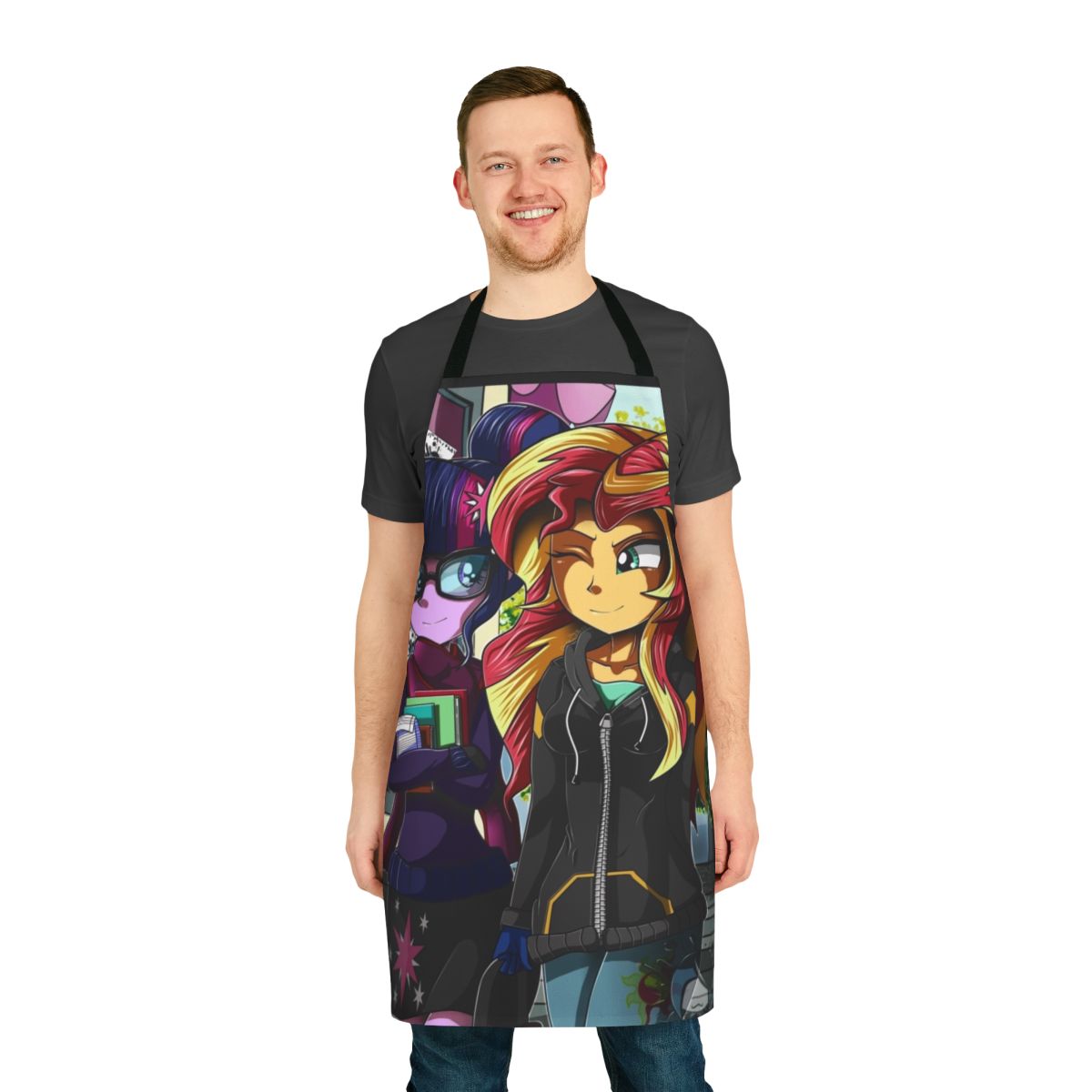 Pony girls-inspired apron featuring Twilight Sparkle and Sunset Shimmer from Equestria Girls