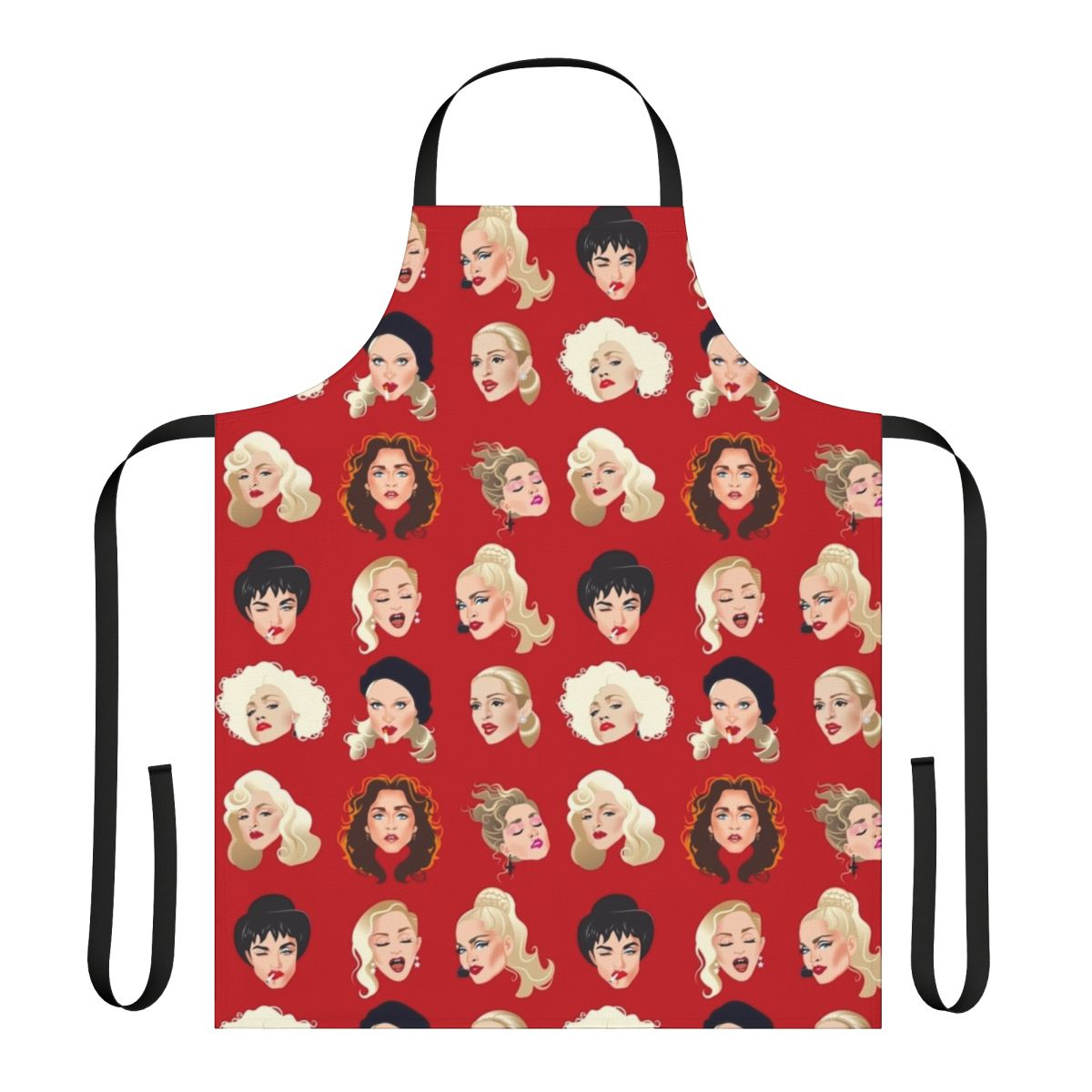 Pop art inspired apron featuring a blonde woman's face, a reference to a famous music diva