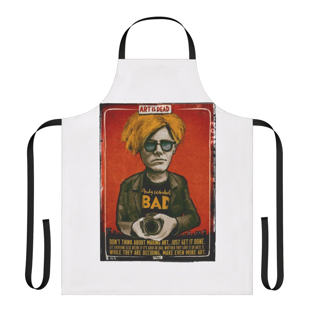 Pop art-inspired apron featuring a graphic design inspired by the iconic works of artist Andy Warhol