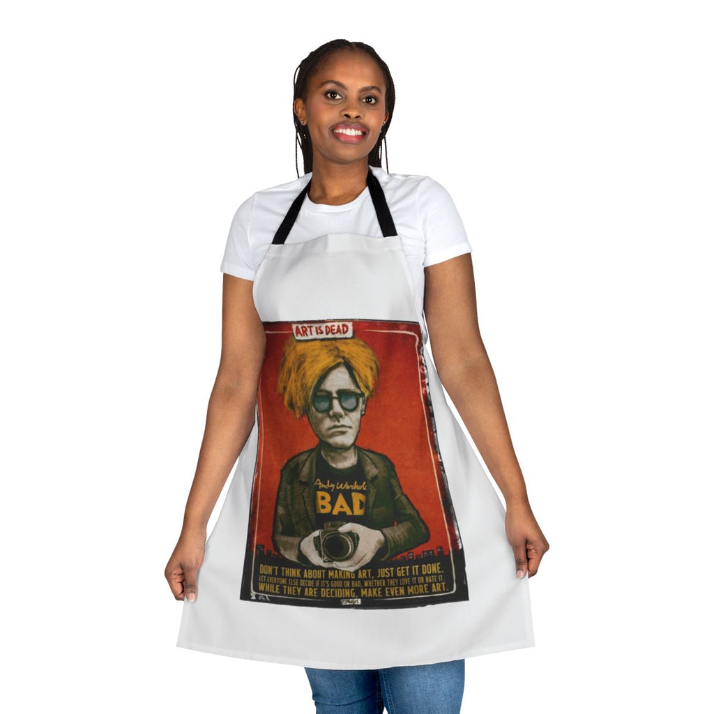 Pop art-inspired apron featuring a graphic design inspired by the iconic works of artist Andy Warhol