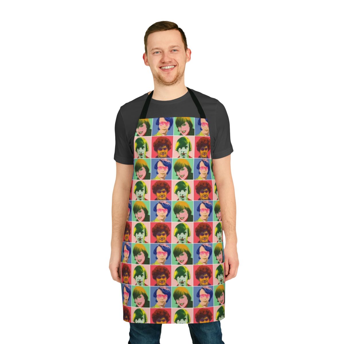 Pop art inspired Monkees checkered pattern apron
