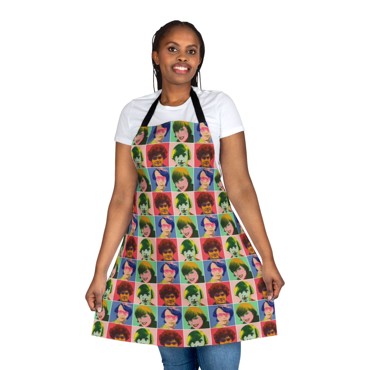 Pop art inspired Monkees checkered pattern apron