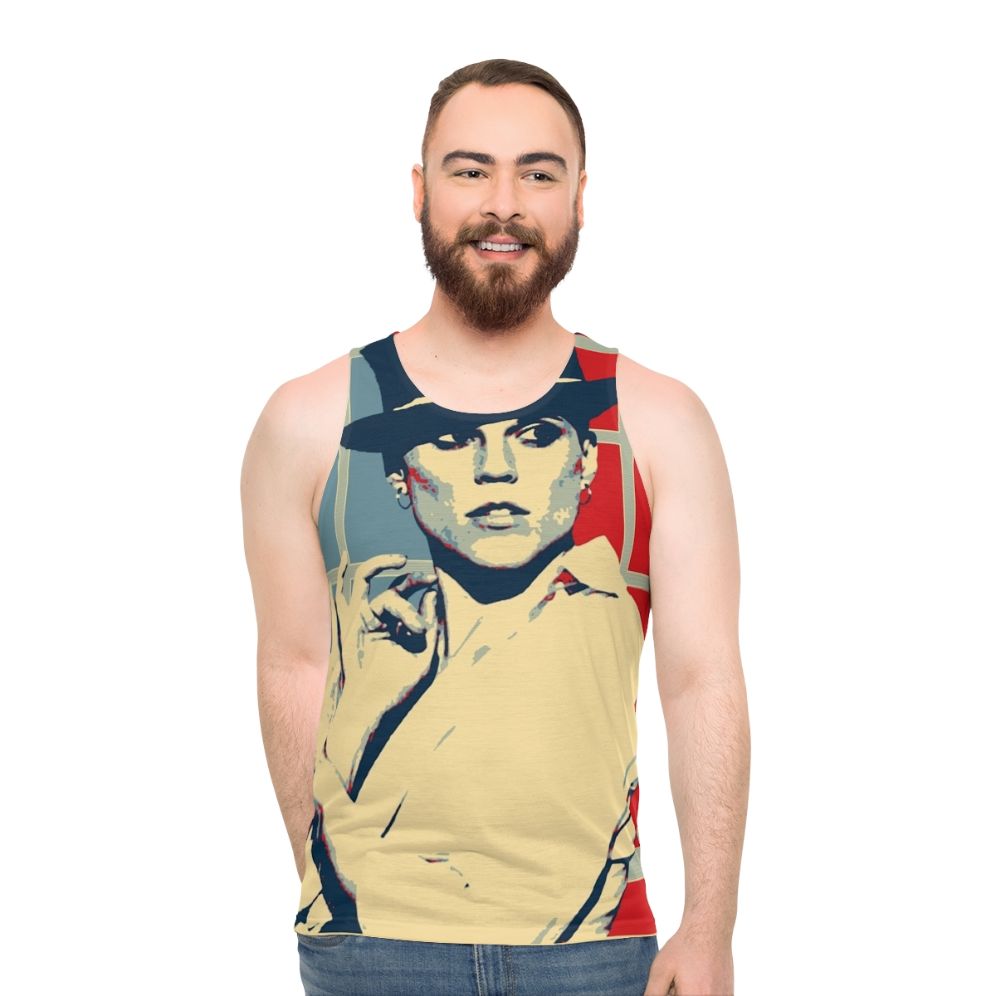 Unisex pop art jazz-themed tank top