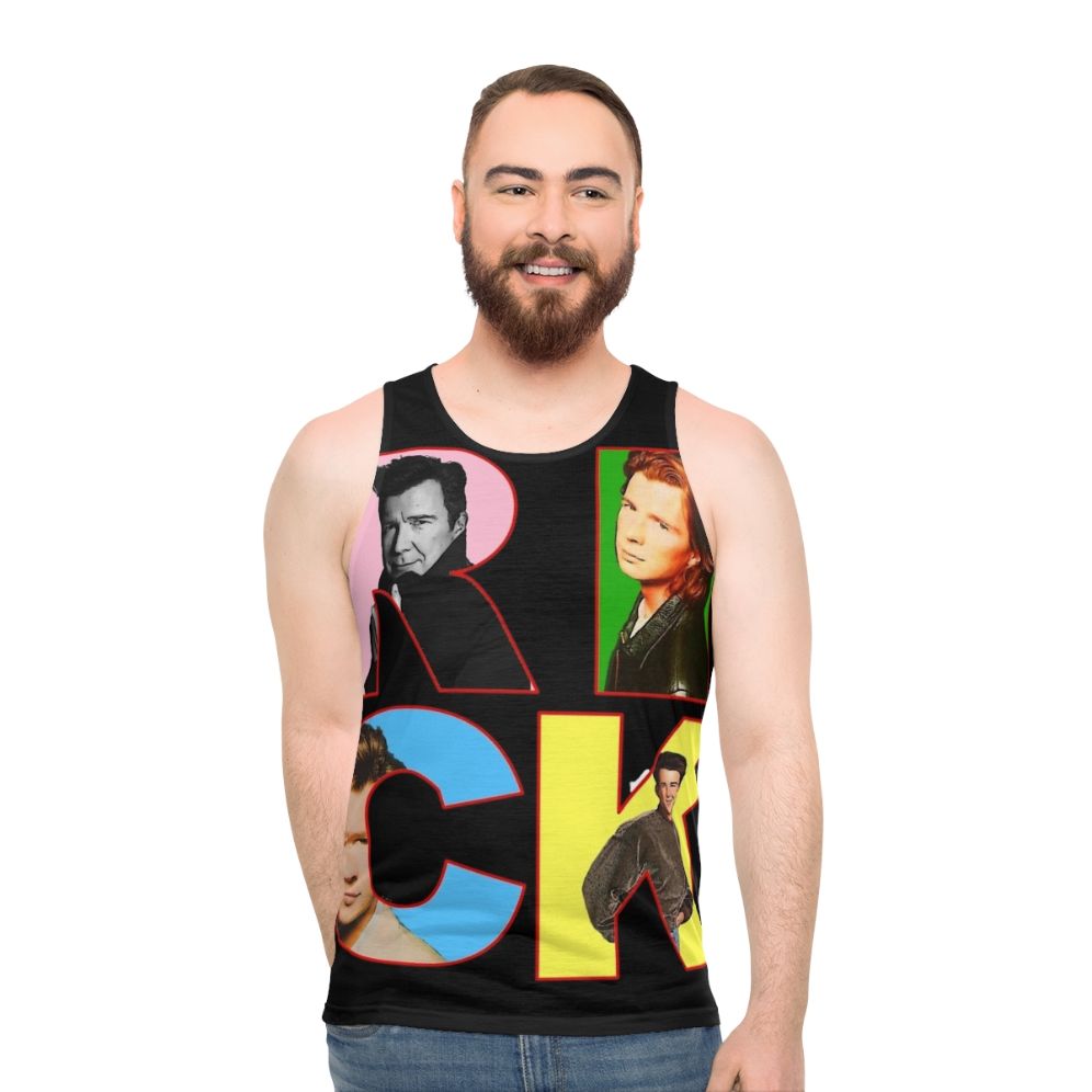 Pop art inspired Rick Astley tank top