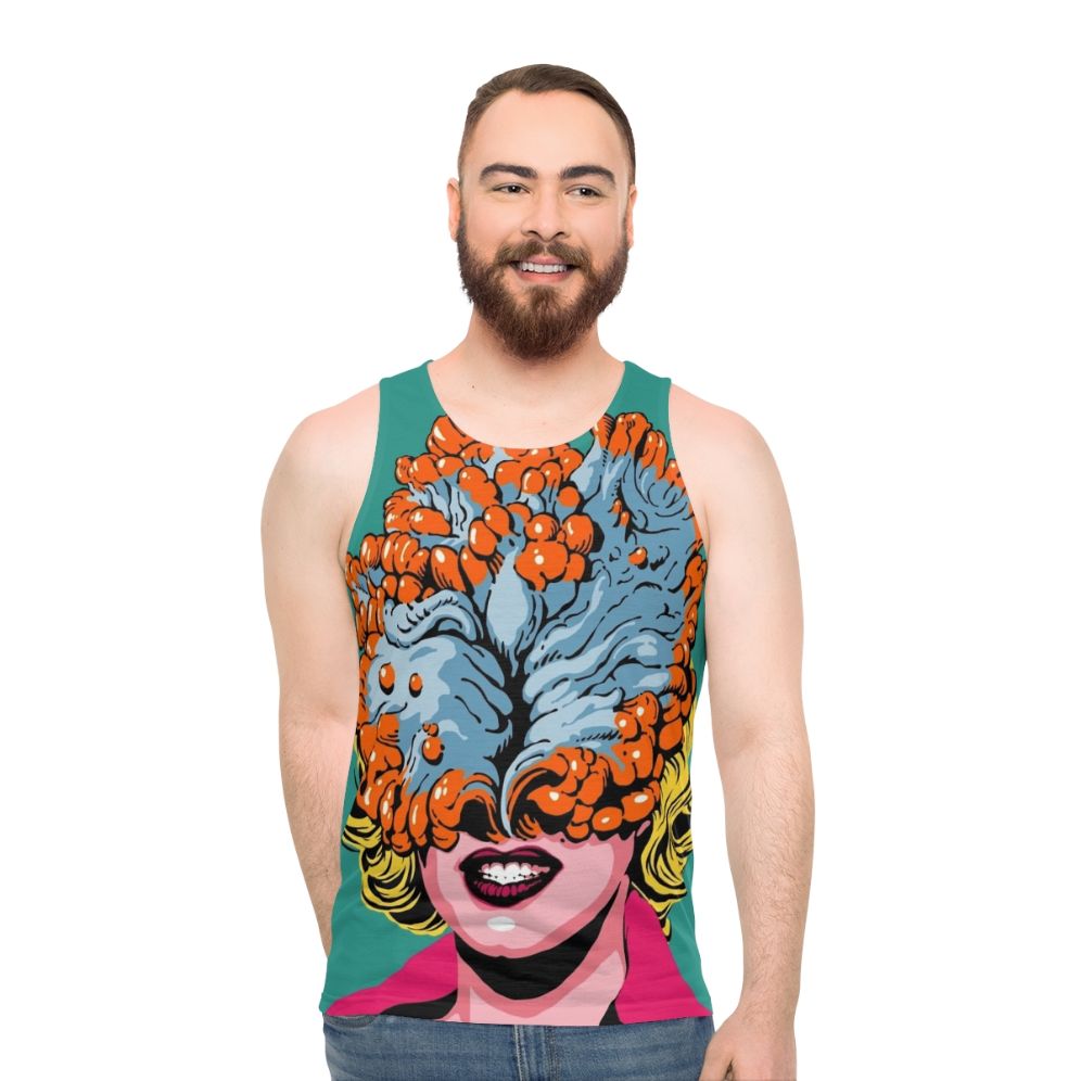 Pop art zombie fungus design on unisex tank top