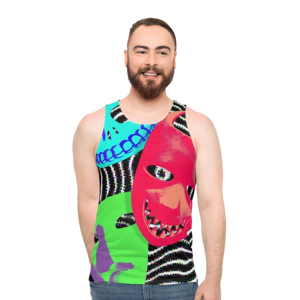 Pop culture unisex tank top featuring "Birds Of A Feather" graphic design