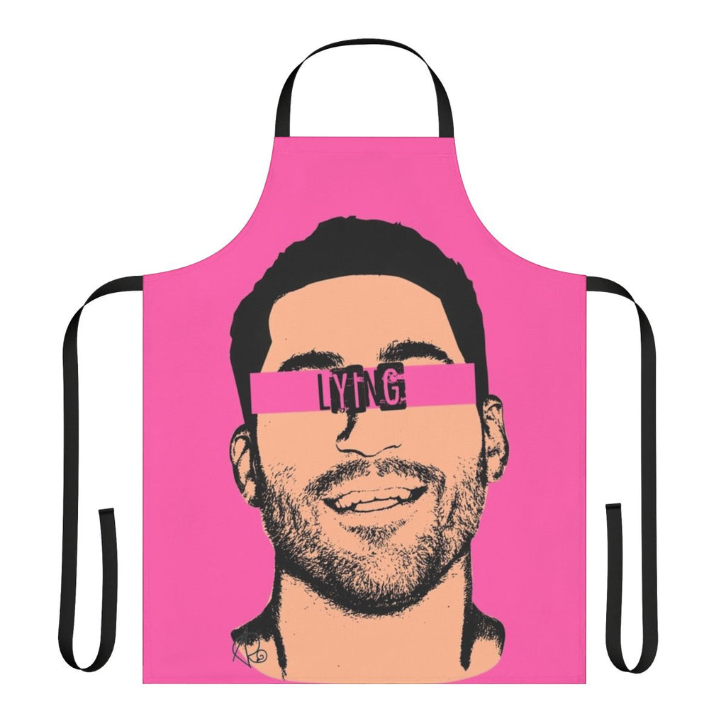 Popactor-themed apron with rainbow colors and LGBTQ+ imagery